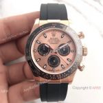 Swiss Grade Rolex Daytona Rose Gold Black Rubber Watch Factory